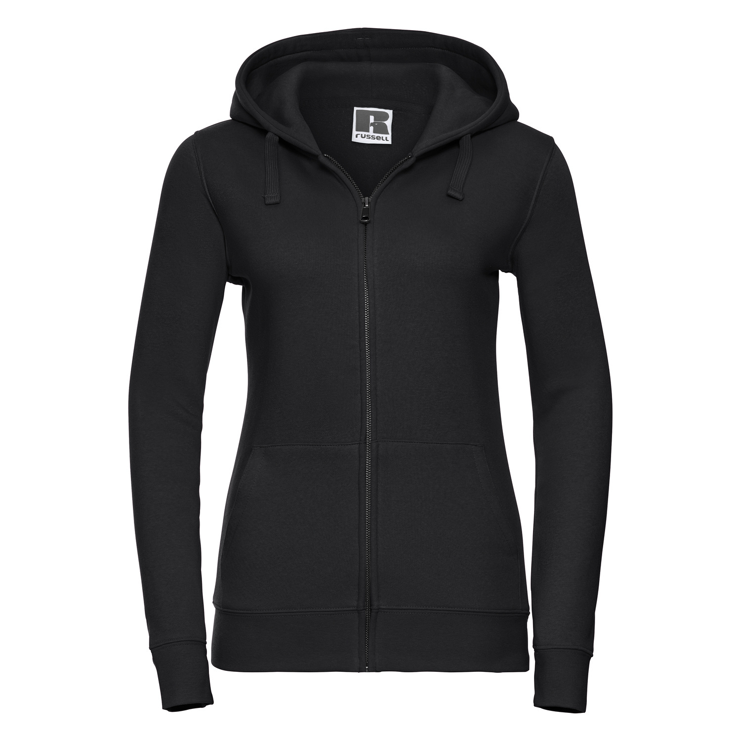 Black women's sweatshirt with hood and zipper Authentic Russell