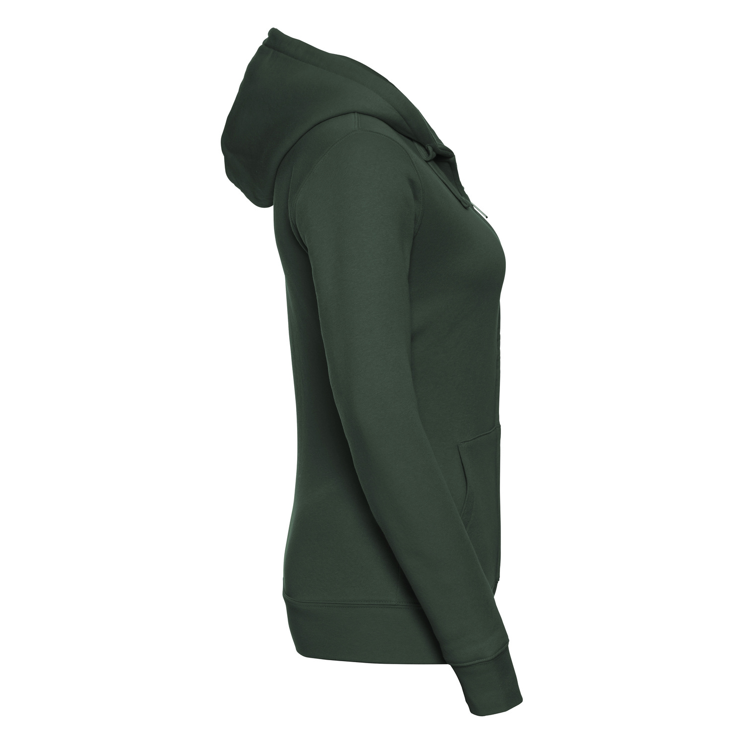 Green women&#039;s hoodie with Authentic Russell zipper