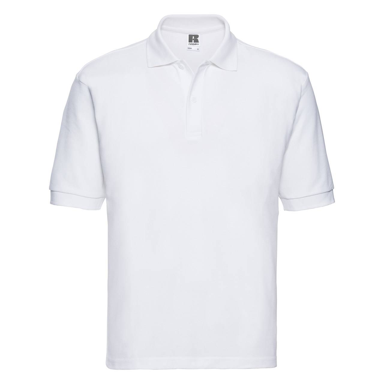 Levně Men's White Polycotton Polo Shirt Russell