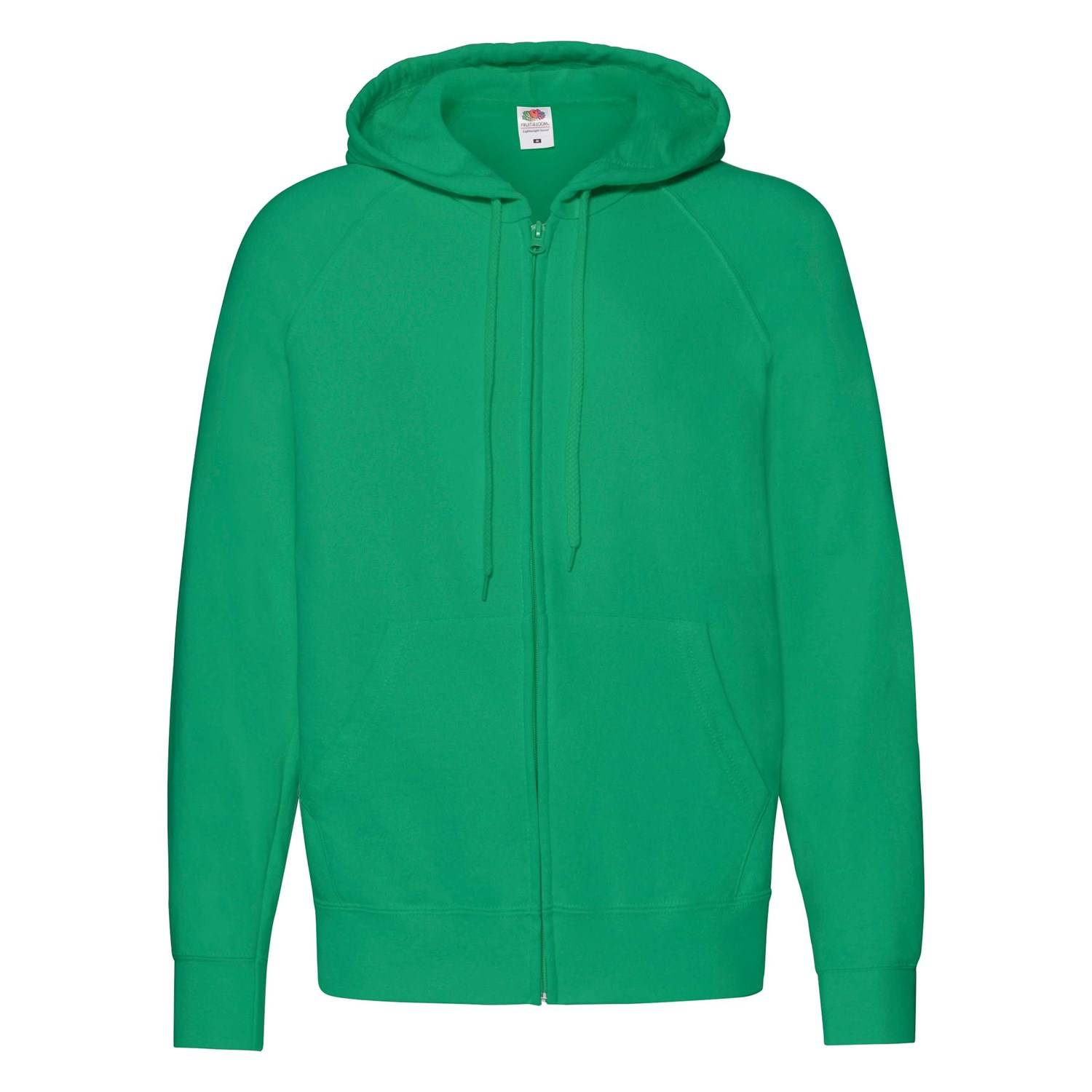 Green Men&#039;s Hoodie Lightweight Zip Thru Hooded Sweat Fruit of the Loom