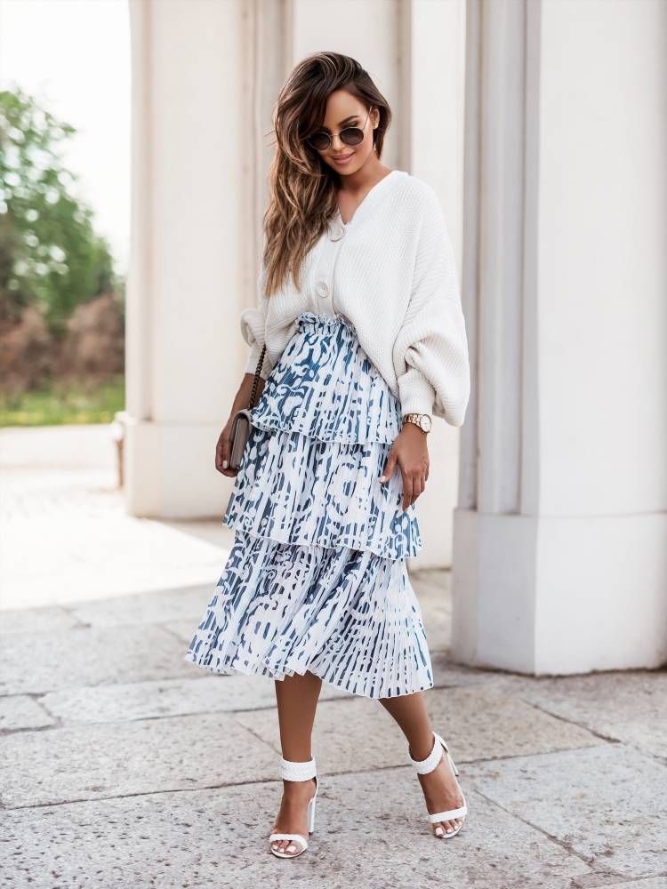 White and navy blue skirt Cocomore cmgSP522.R01