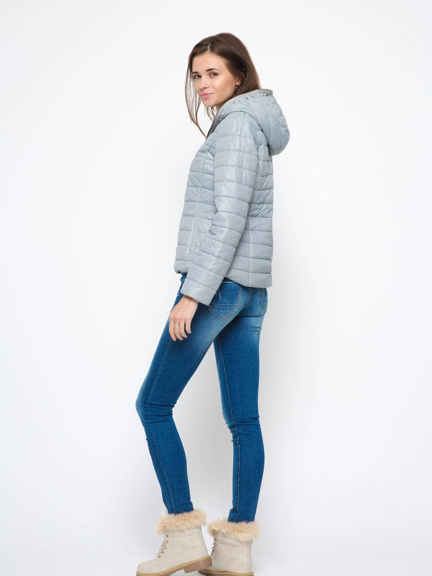 Jacket decorated with studs gray