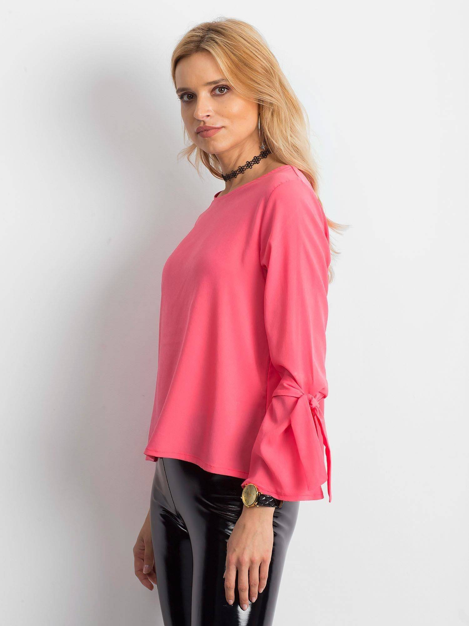 Blouse with flared tied sleeves coral