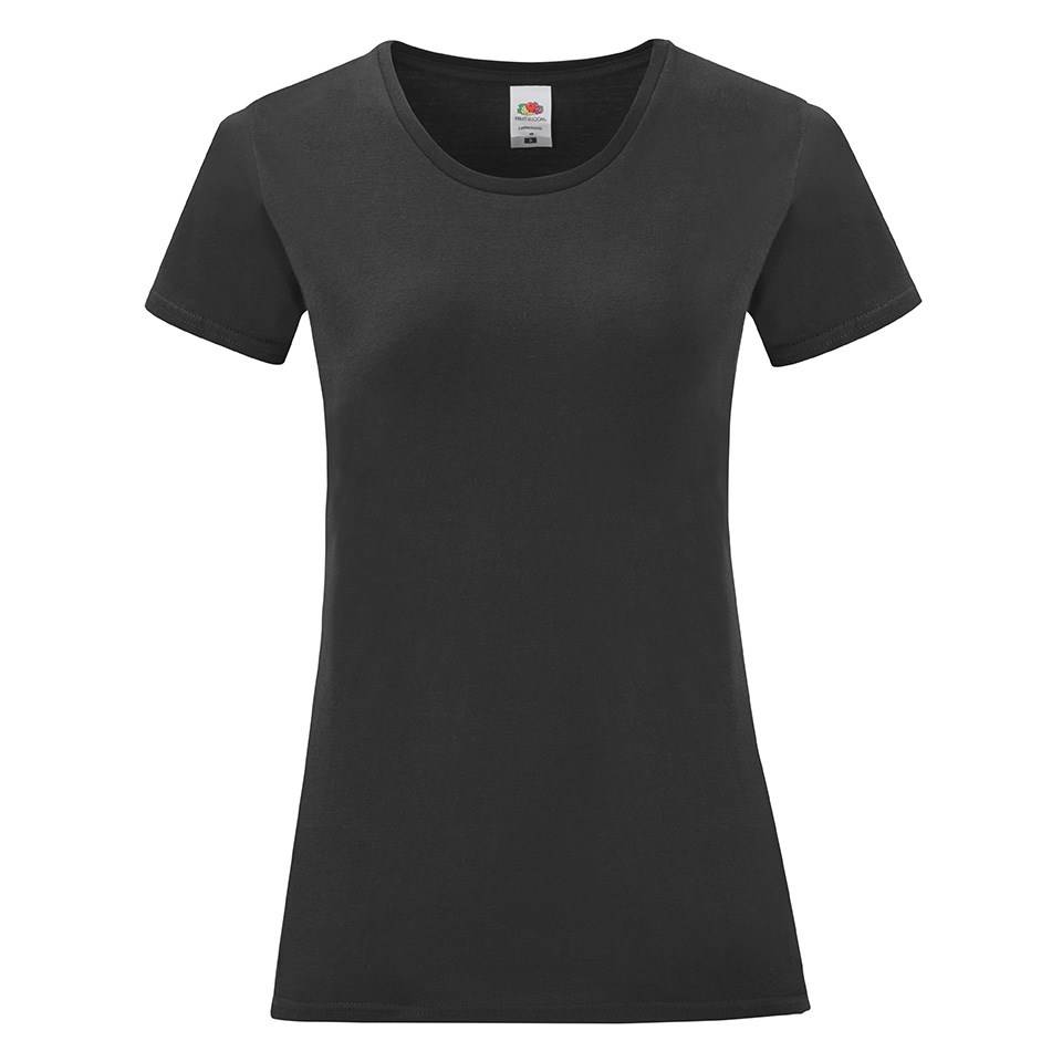 Levně Iconic Black Women's T-shirt in combed cotton Fruit of the Loom