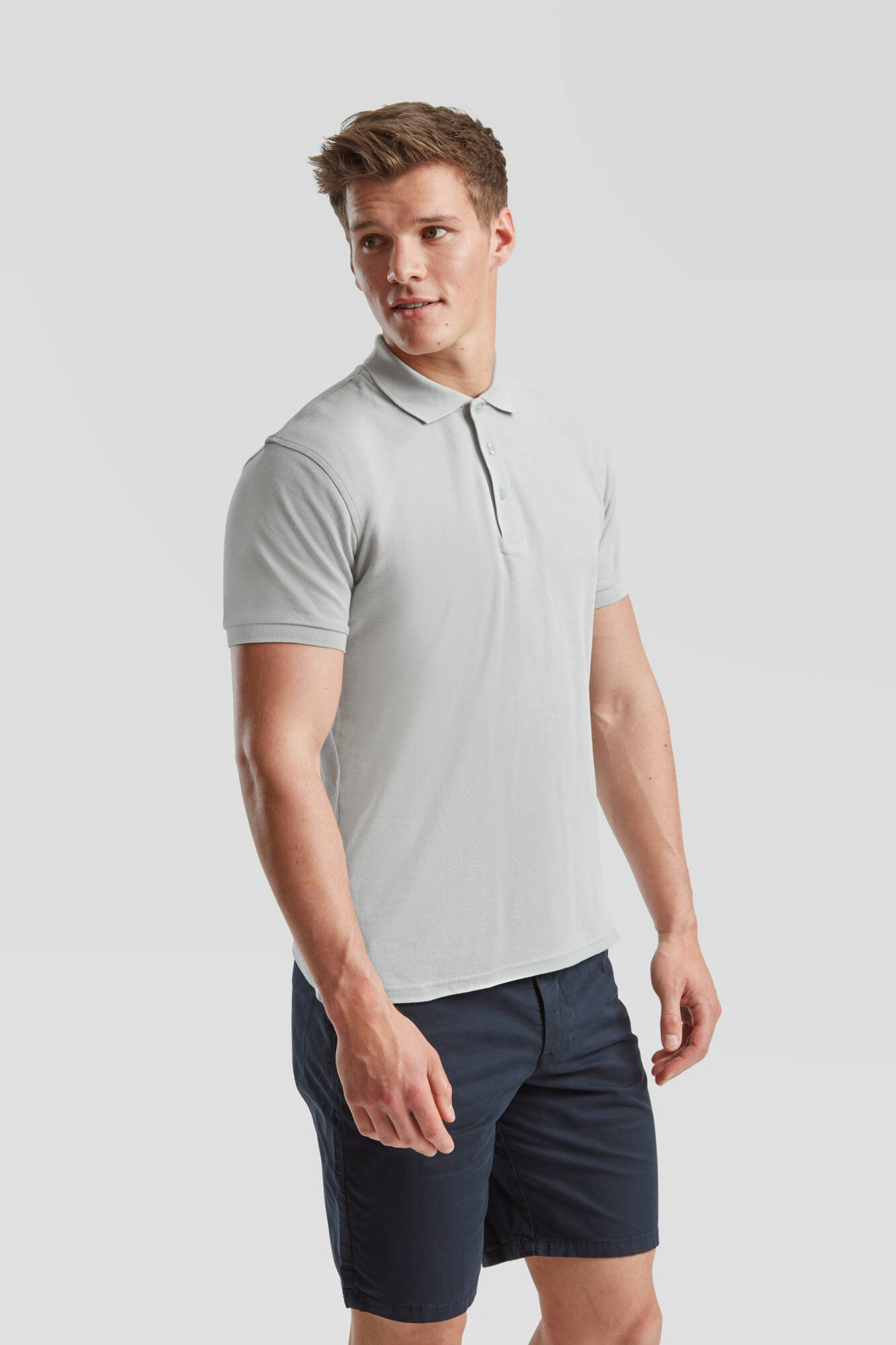 Light grey men's shirt Iconic Polo 6304400 Friut of the Loom