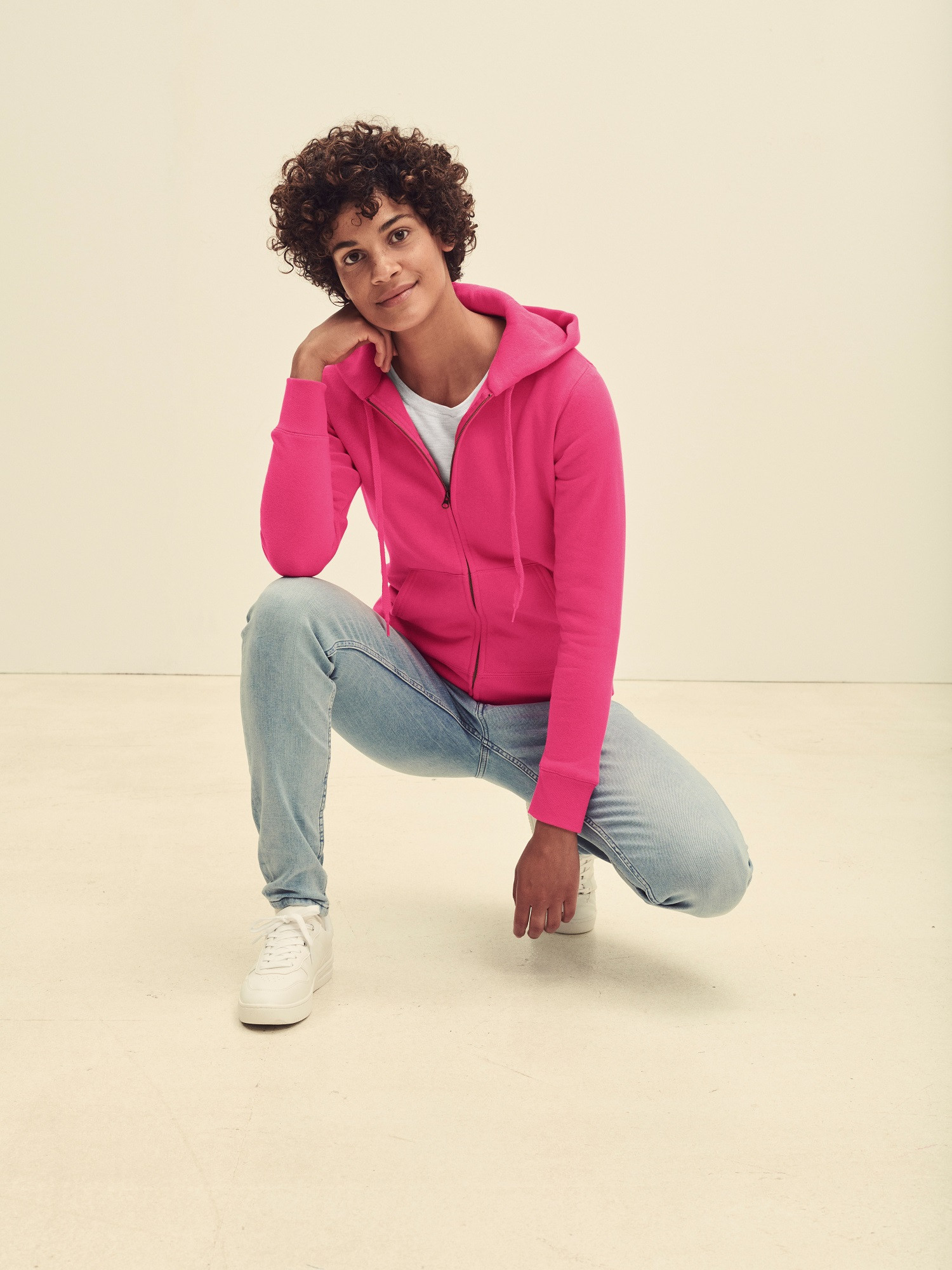Pink Zippered Sweatshirt Fruit Of The Loom
