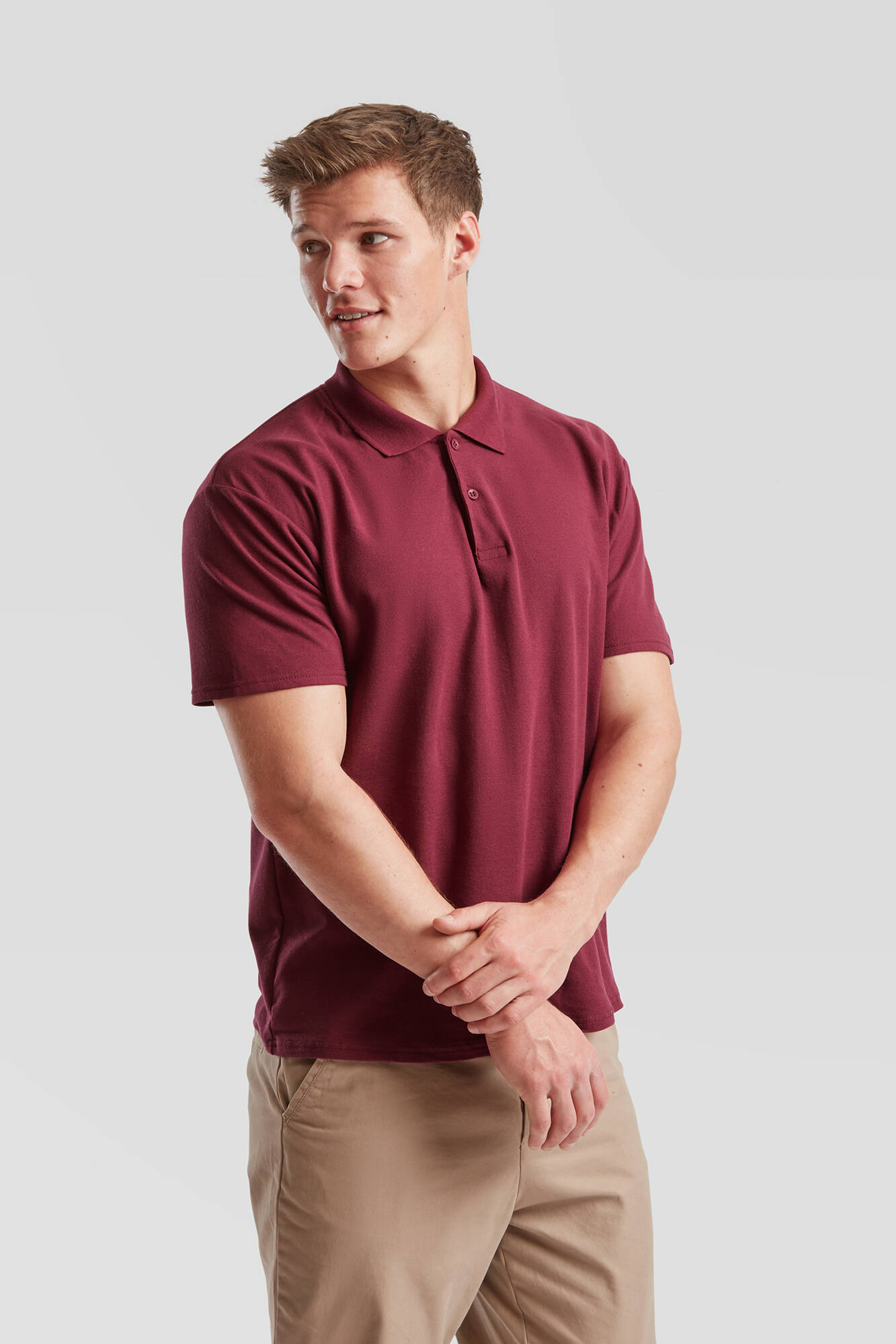 Burgundy Men's Polo Shirt Original Polo Friut of the Loom