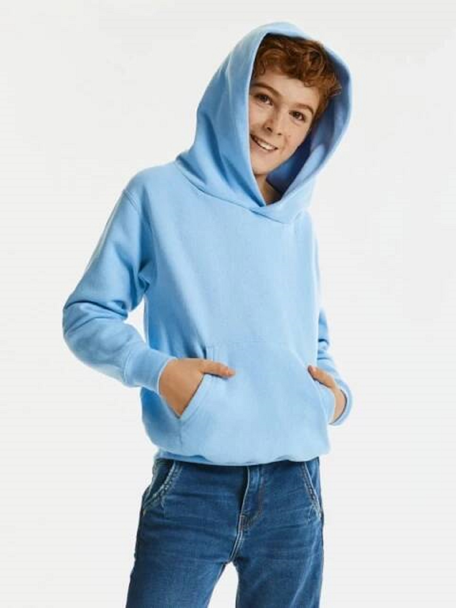 Levně Błękitna bluza dziecięca z kapturem Hooded Sweatshirt Russell