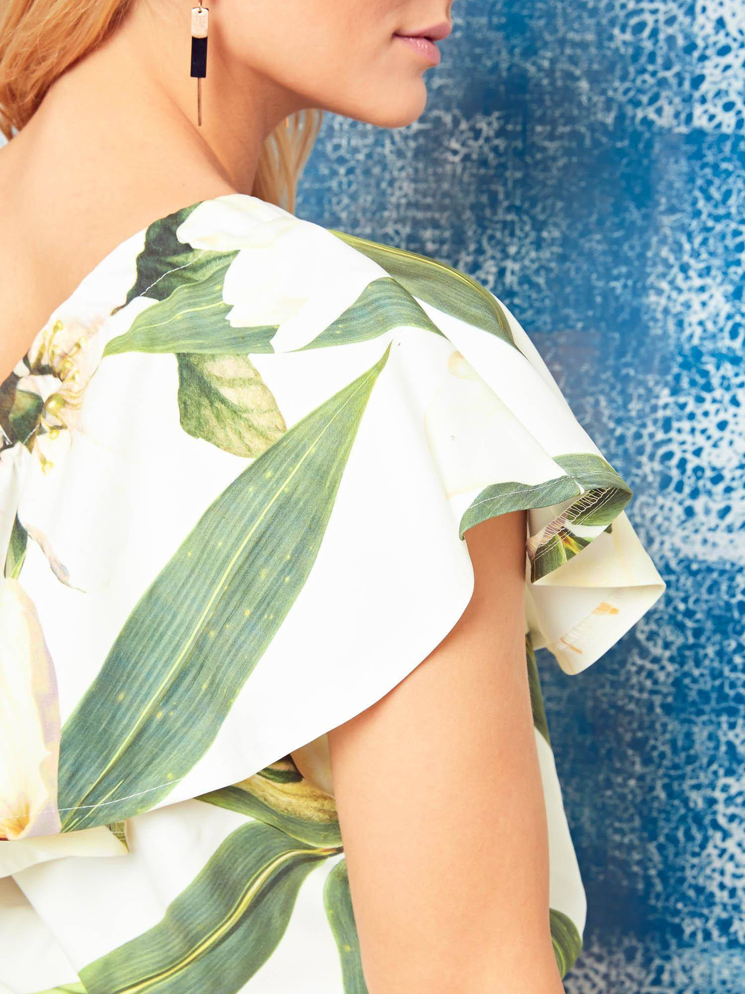 Cocomore Boutqe floral dress with carmen ecru neckline