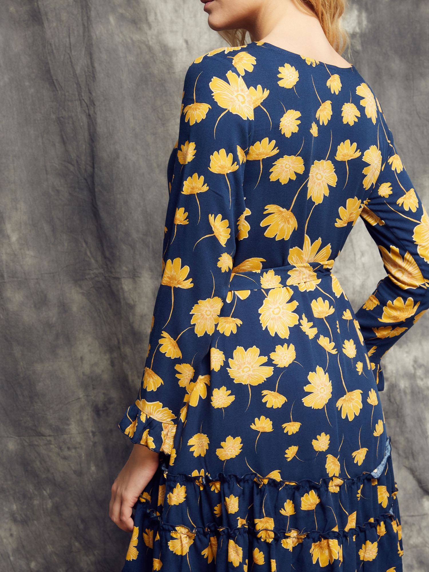 Cocomore Boutiqe floral dress tied at the waist navy blue