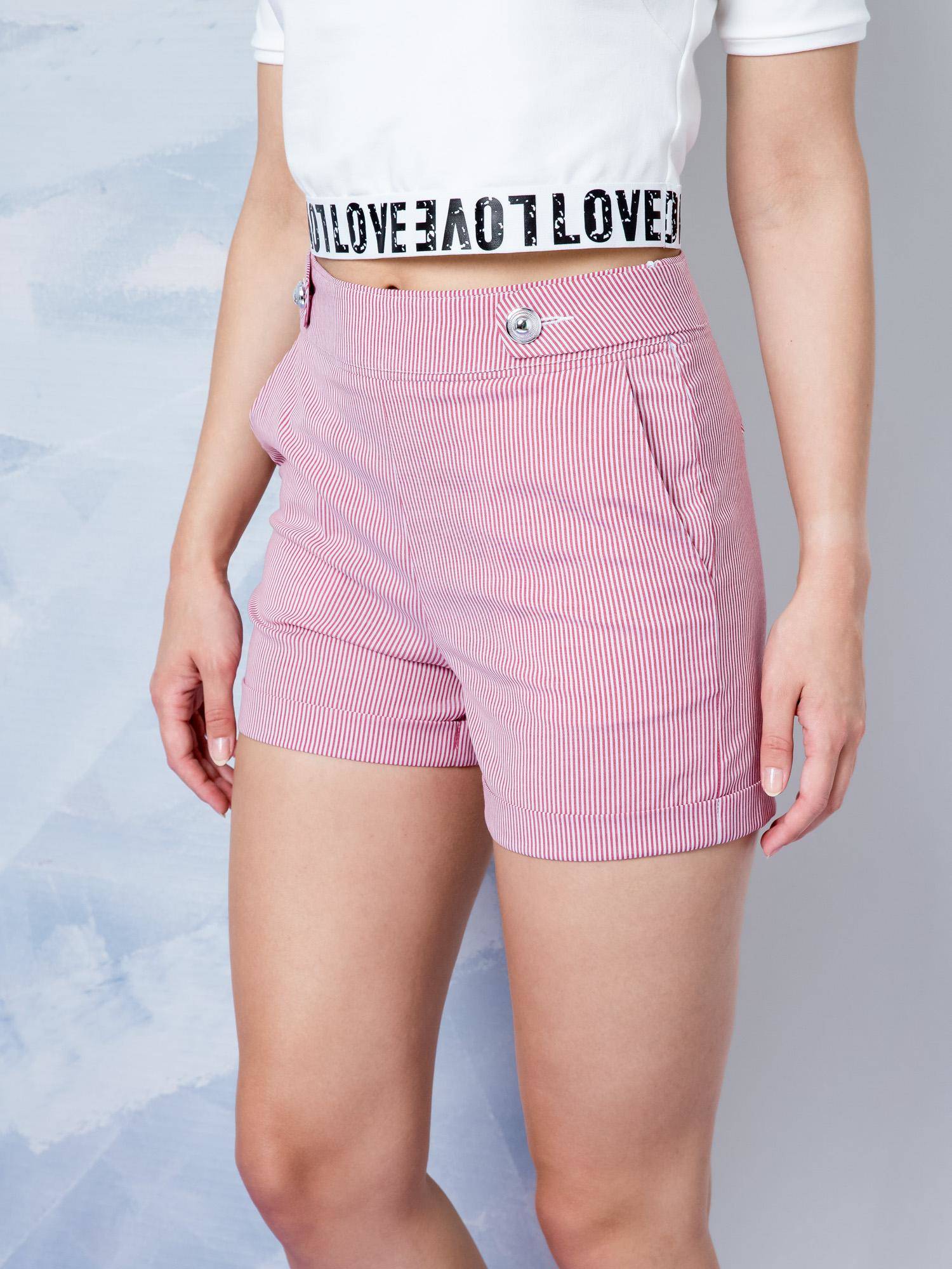 Lemonade shorts with rolled up legs red