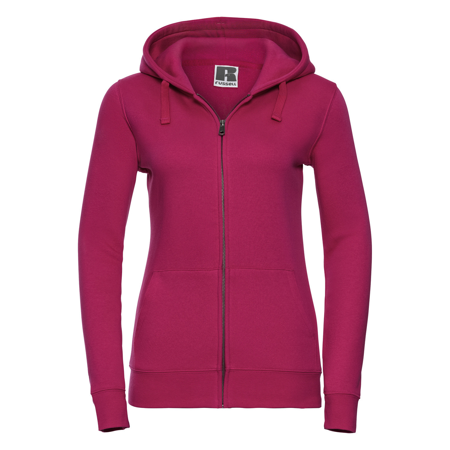 Pink women&#039;s hoodie with Authentic Russell zipper