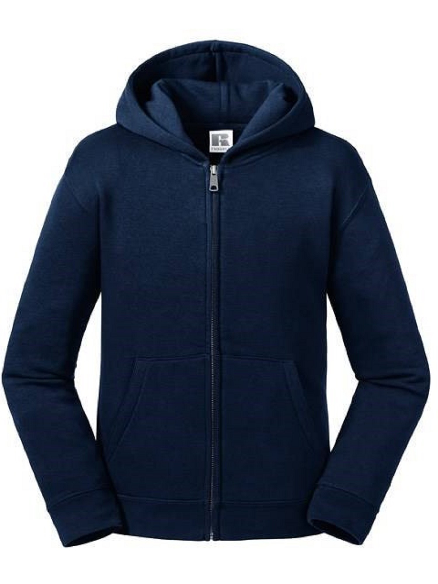 Navy blue children&#039;s sweatshirt with hood and zipper Authentic Russell