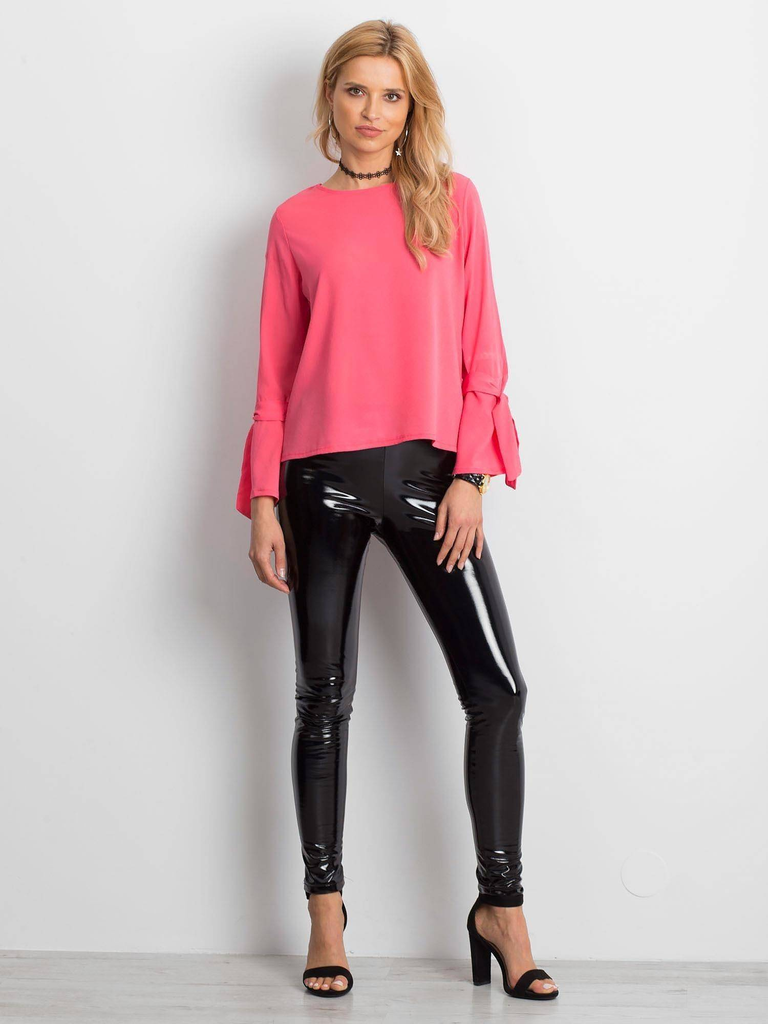 Blouse with flared tied sleeves coral