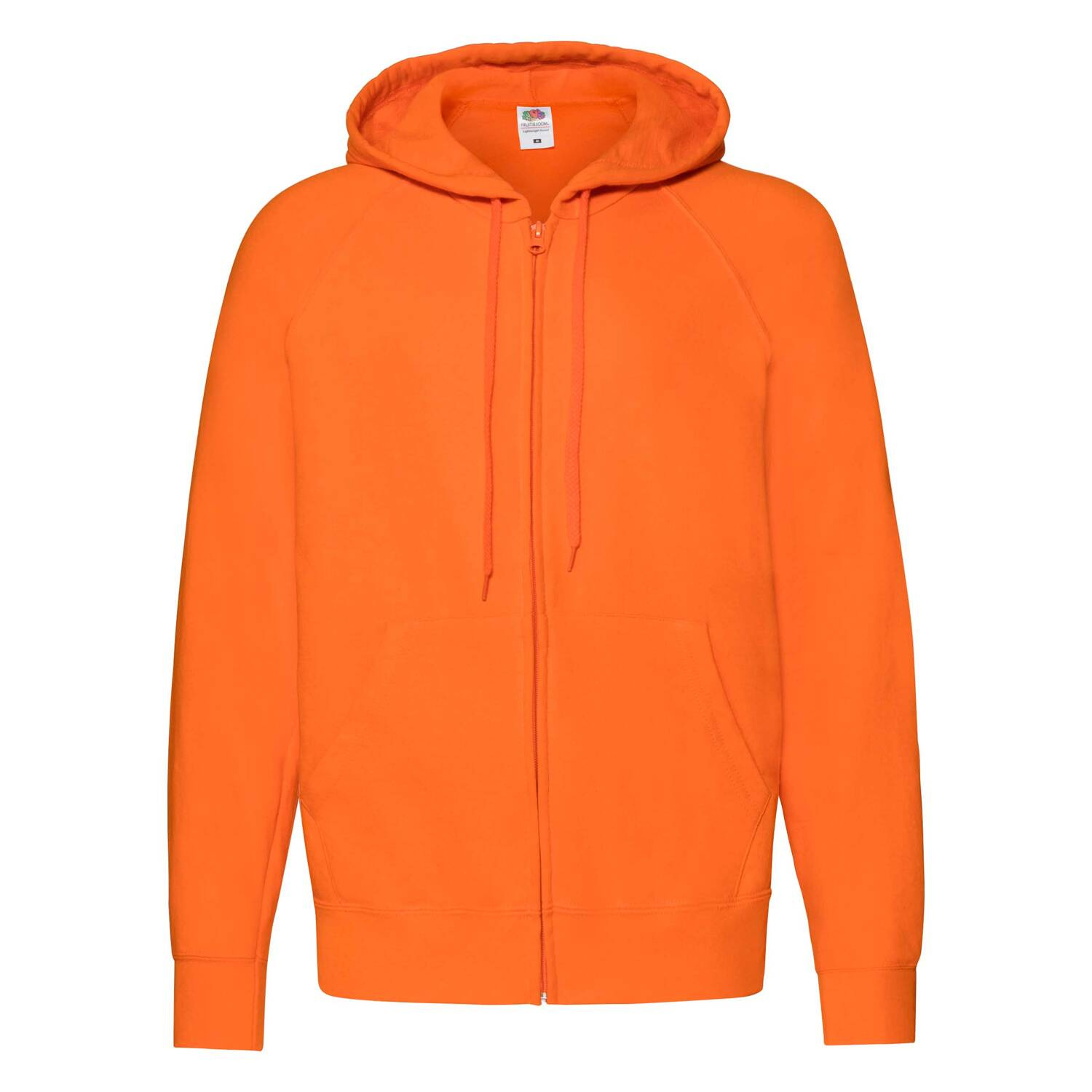 Orange Men&#039;s Hoodie Lightweight Zip Thru Hooded Sweat Fruit of the Loom