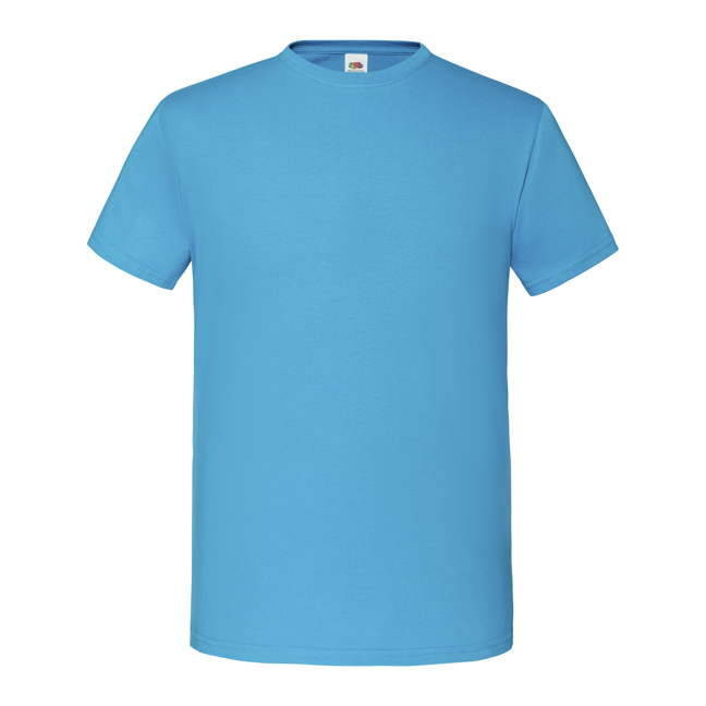Blue Iconic Combed Cotton T-shirt with Fruit of the Loom Sleeve