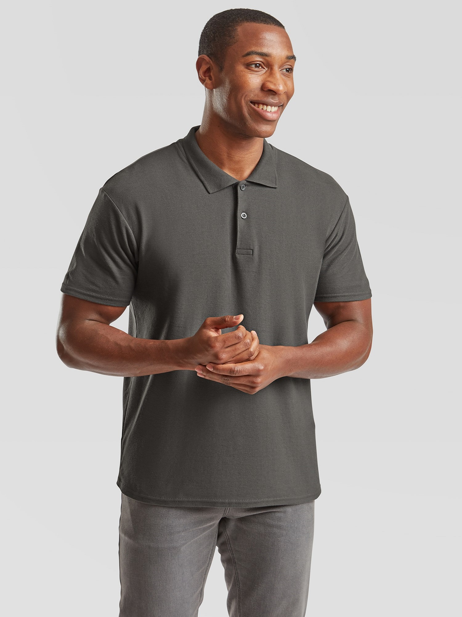 Graphite Mens Polo Shirt Original Polo Friut of the Loom