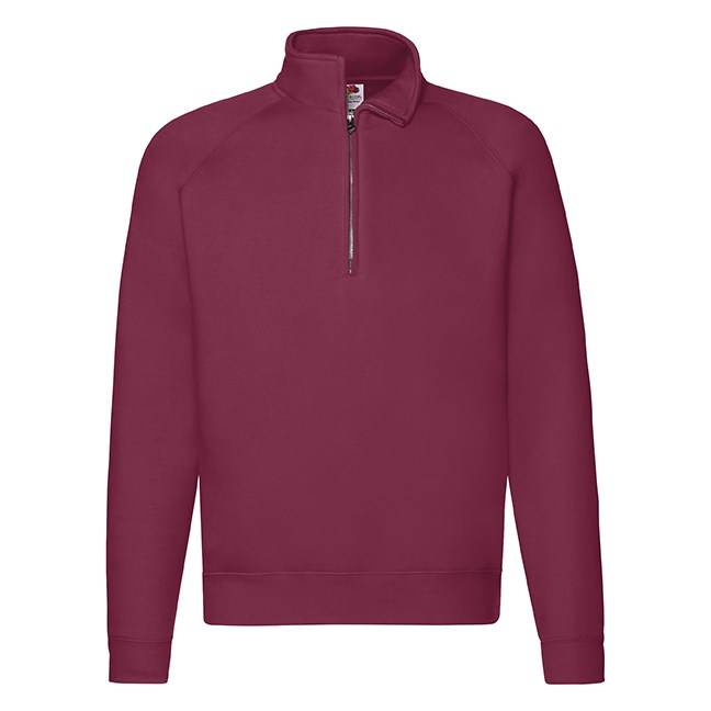 Burgundy men&#039;s sweatshirt Zip Neck Sweat Fruit of the Loom