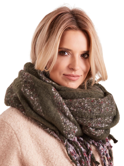 Striped scarf with fringe green