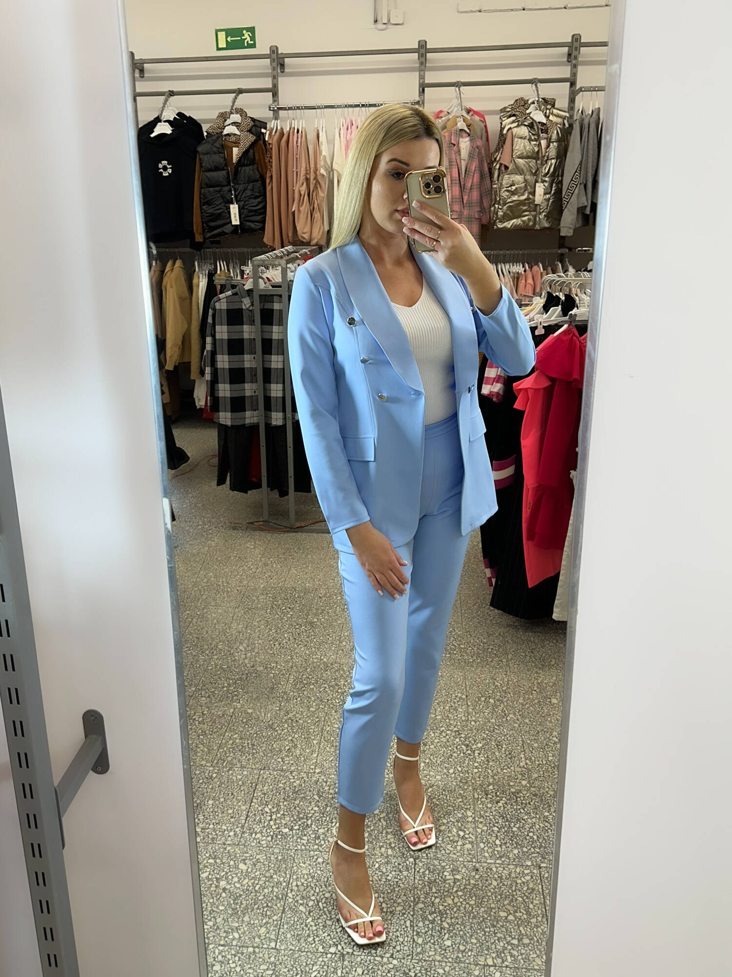 Blue extended jacket with imitation pockets LIVIEN