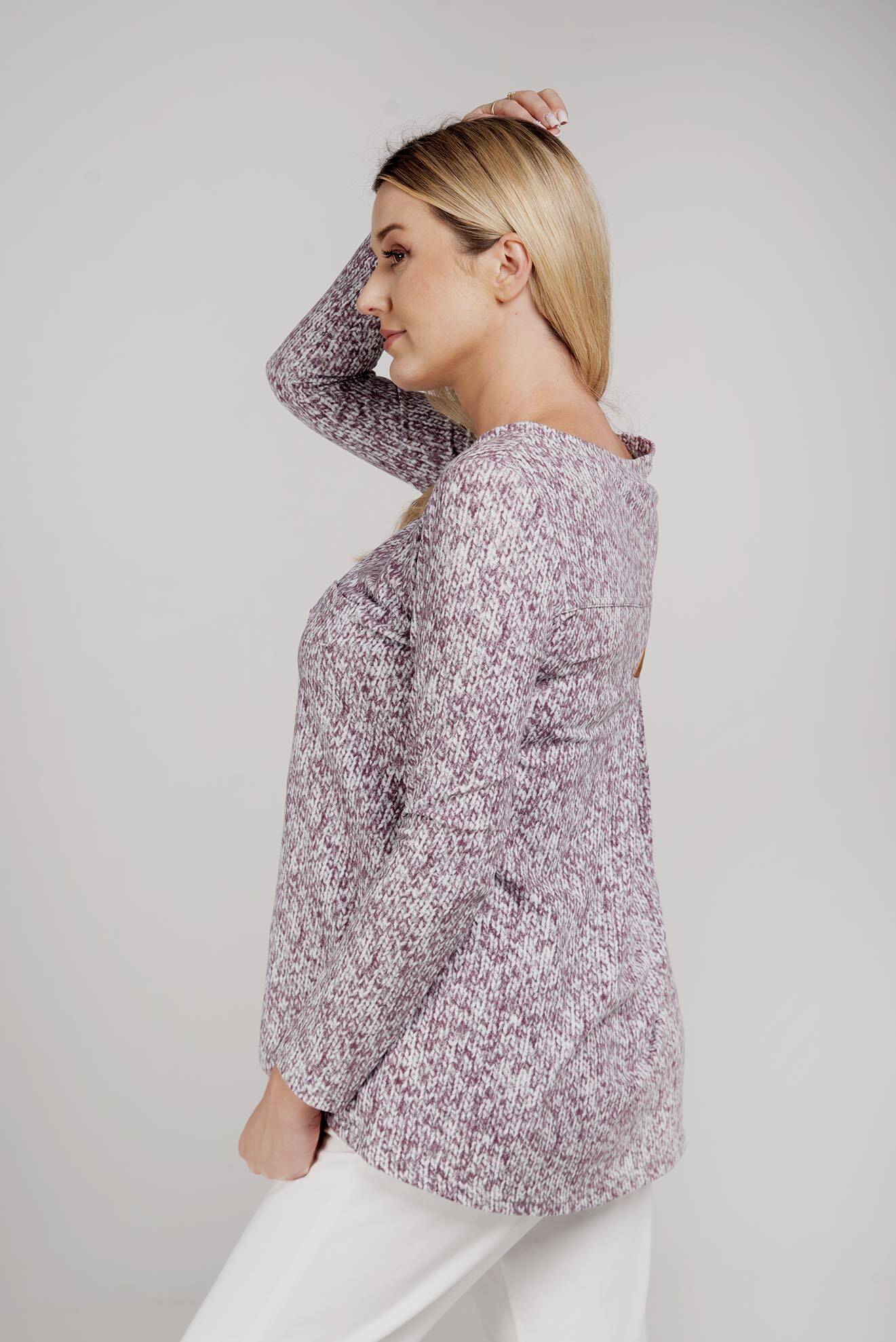 Purple blouse with sweater print mi... Me
