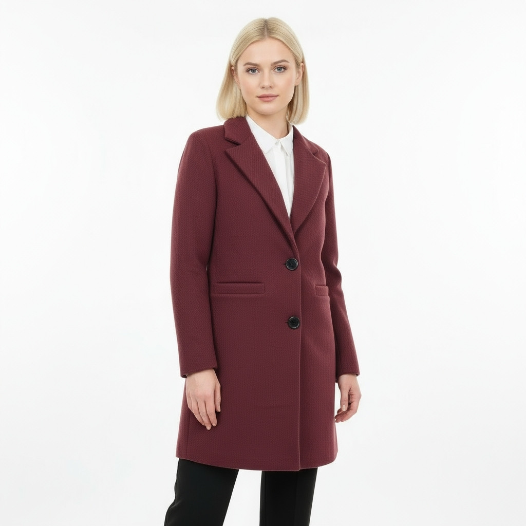 Burgundy Classic Striped Yups Coat
