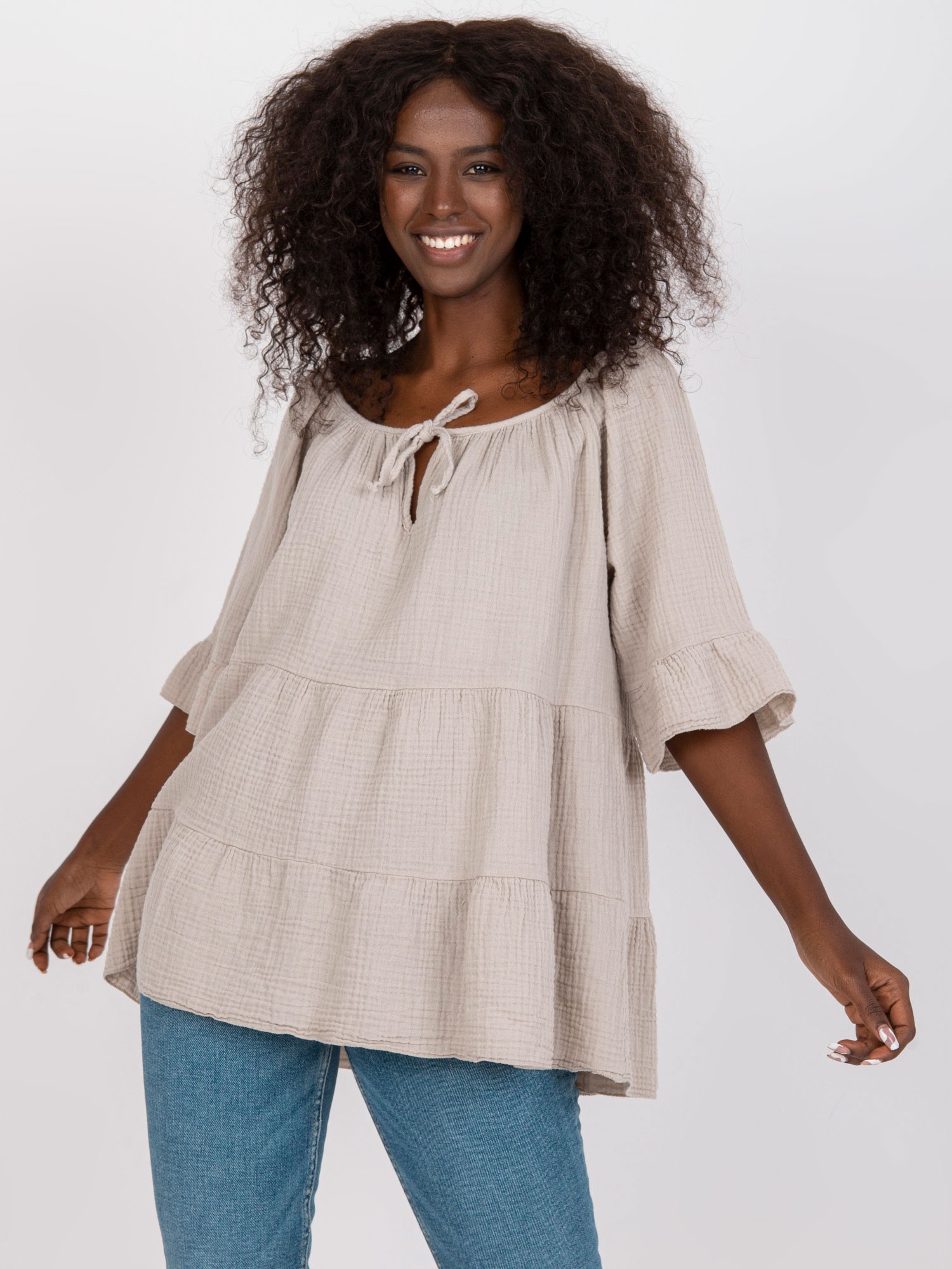Blouse beige Och Bella BI-90013.beige