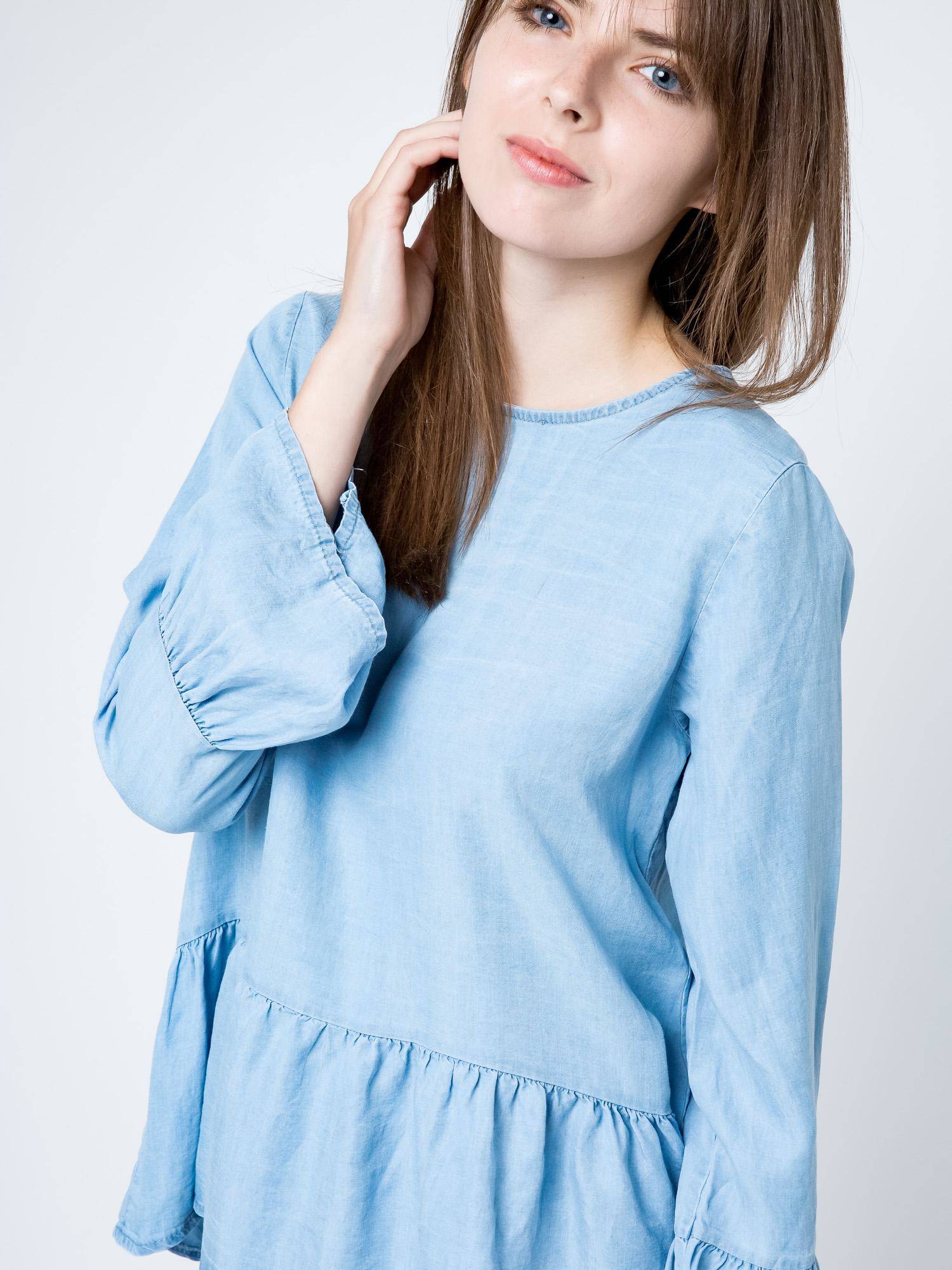 Blouse Euphora a'la jeans fastened with buttons at the back blue