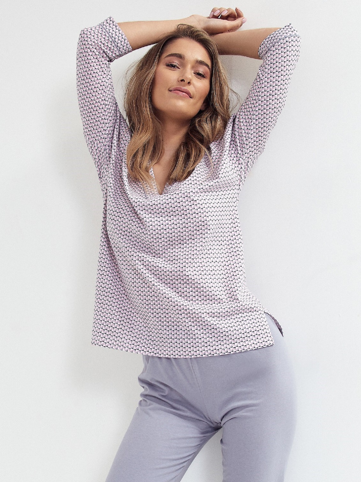 Levně Pyjamas Cana 101 3/4 S-XL pink-grey