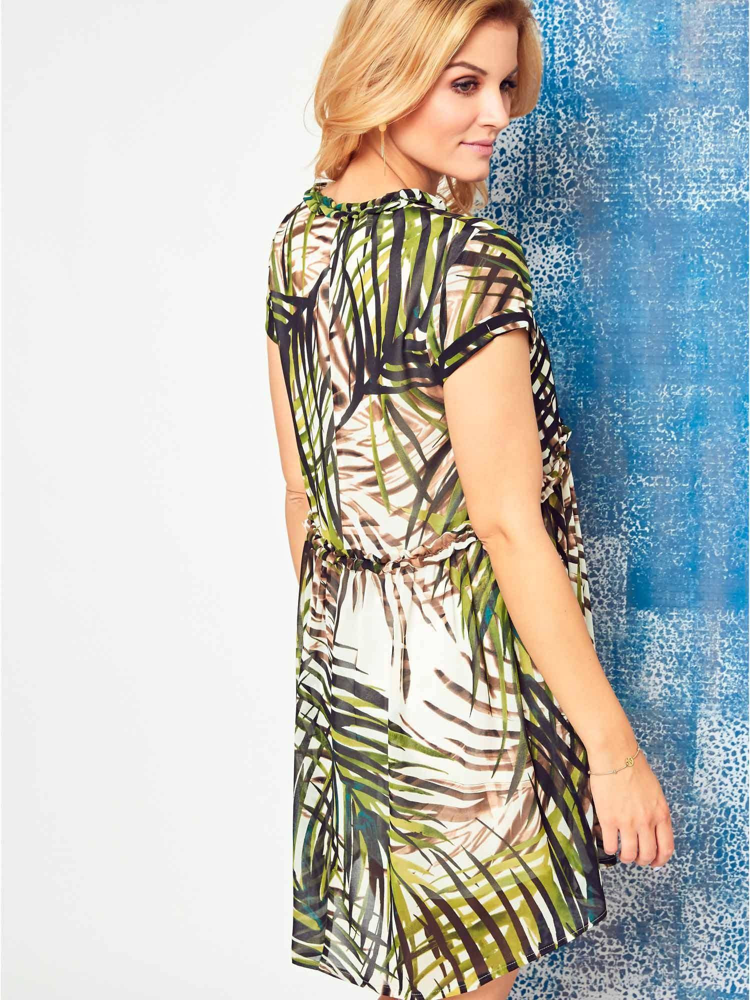 Cocomore Boutqe dress with beige green floral motif