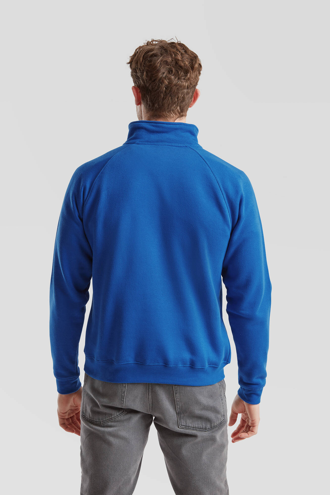 Blue Men&#039;s Sweatshirt Zip Neck Sweat Fruit of the Loom