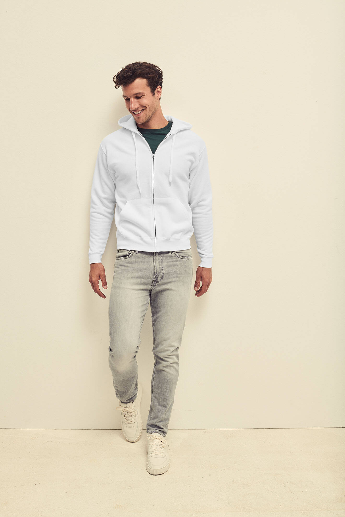 Grey Zippered Hoodie Classic Fruit of the Loom