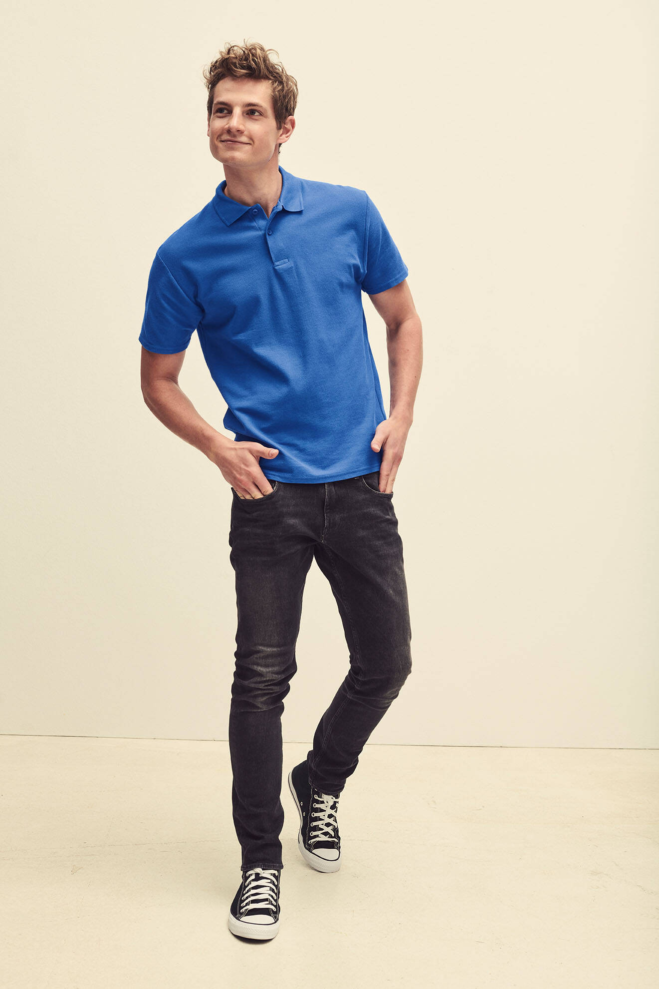 Niebieska koszulka męska polo Original Polo Friut of the Loom