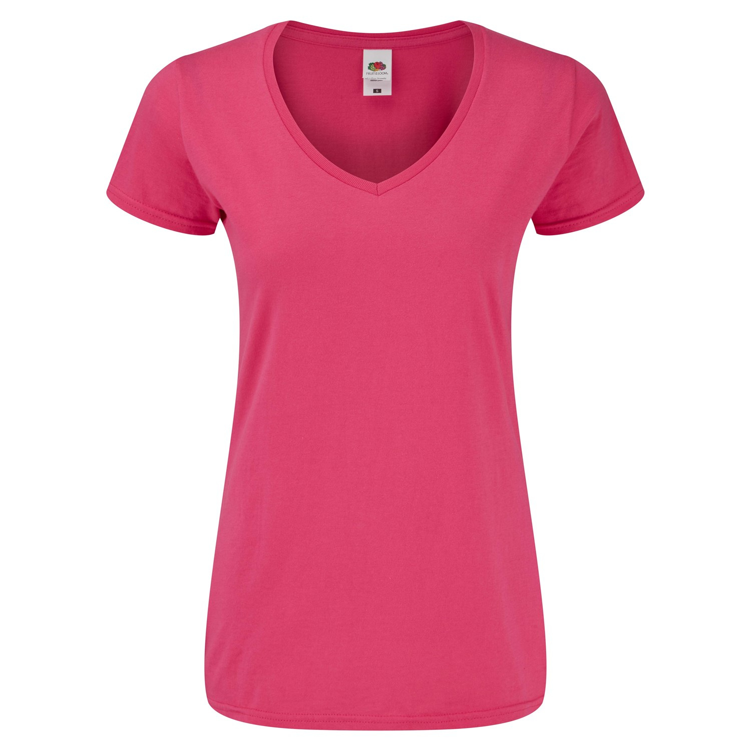 Różowa koszulka damska Iconic Vneck Fruit of the Loom