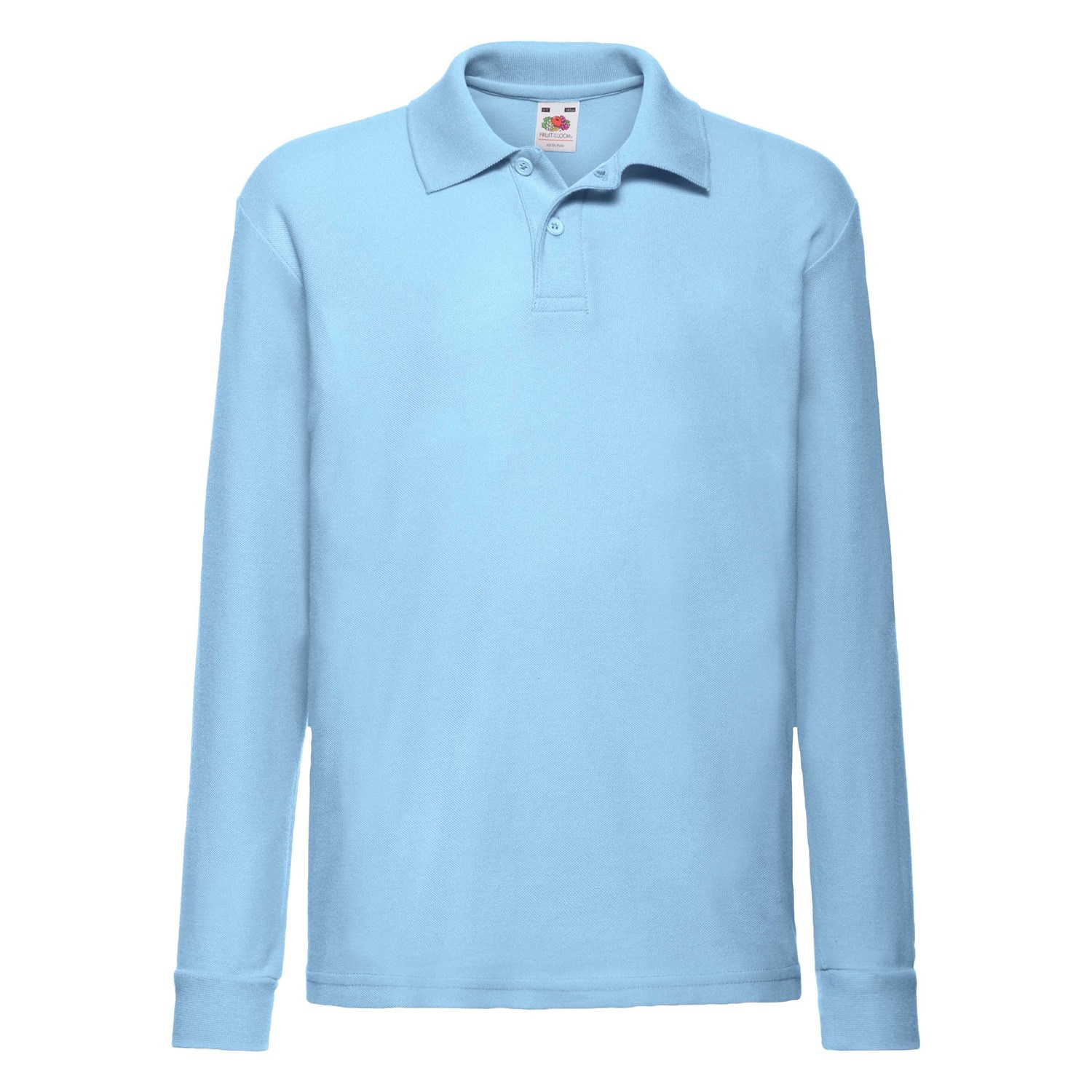 Blue Long Sleeve Polo Shirt Fruit of the Loom