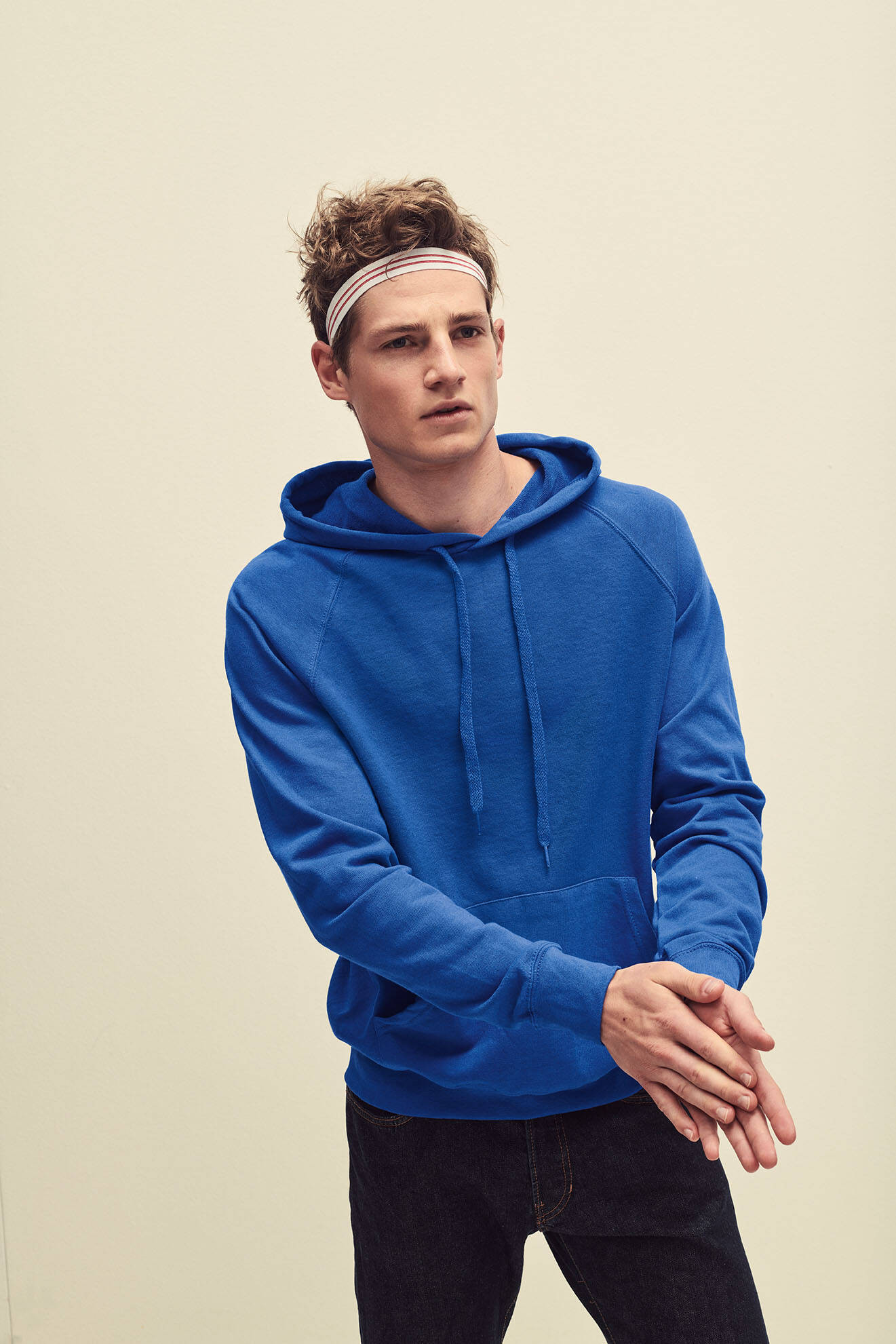 Blue Men&#039;s Hooded Hoodie Sweat Fruit of the Loom