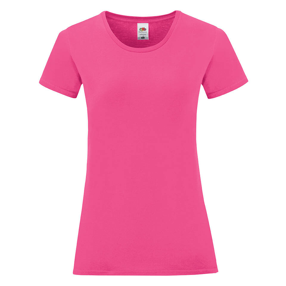 Pink Iconic women's t-shirt in combed cotton Fruit of the Loom