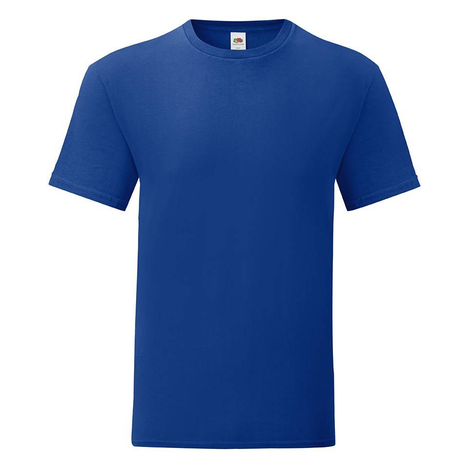 Levně Blue Iconic Combed Cotton T-shirt with Fruit of the Loom Sleeve