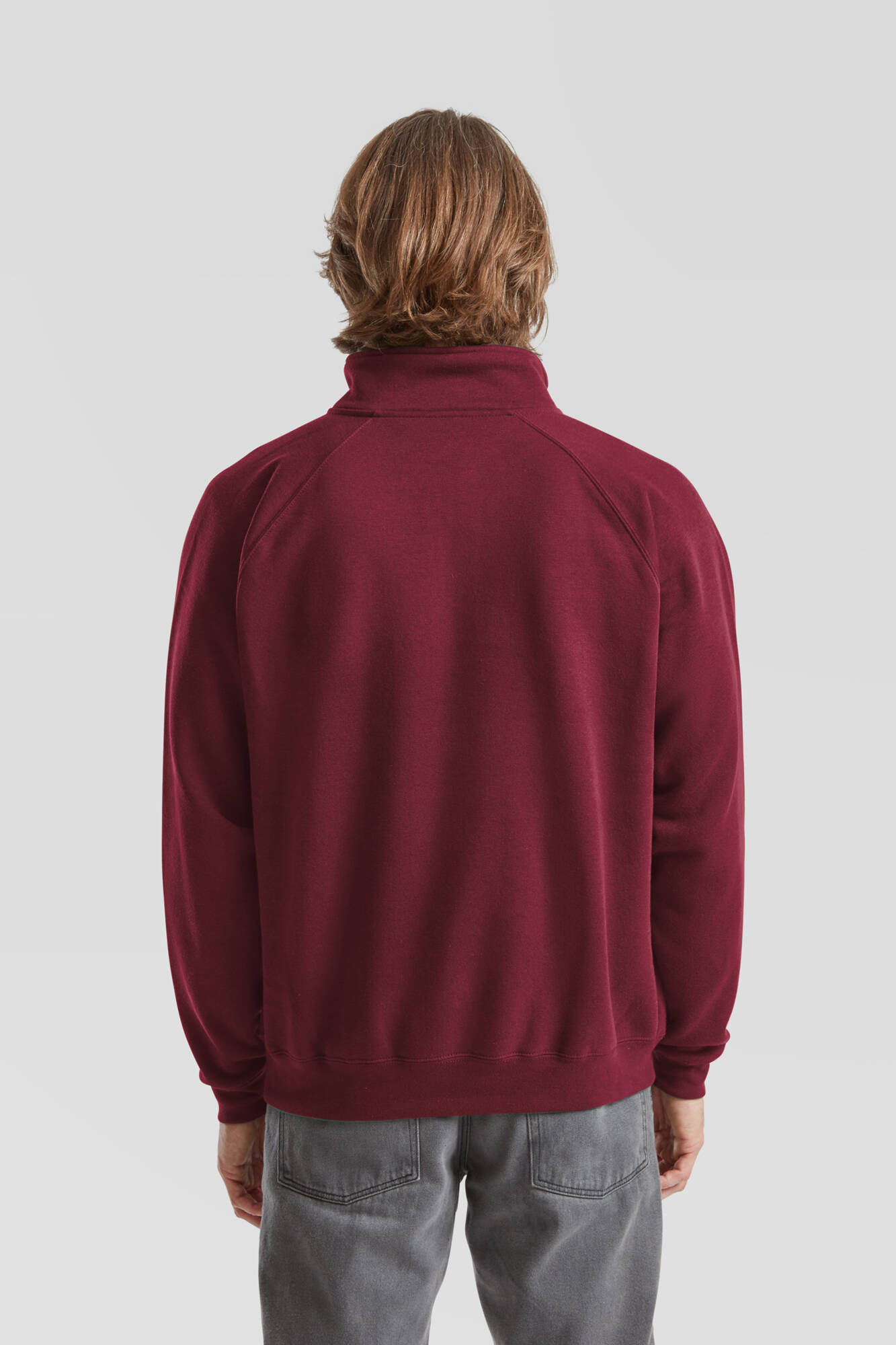 Burgundy men&#039;s sweatshirt Zip Neck Sweat Fruit of the Loom