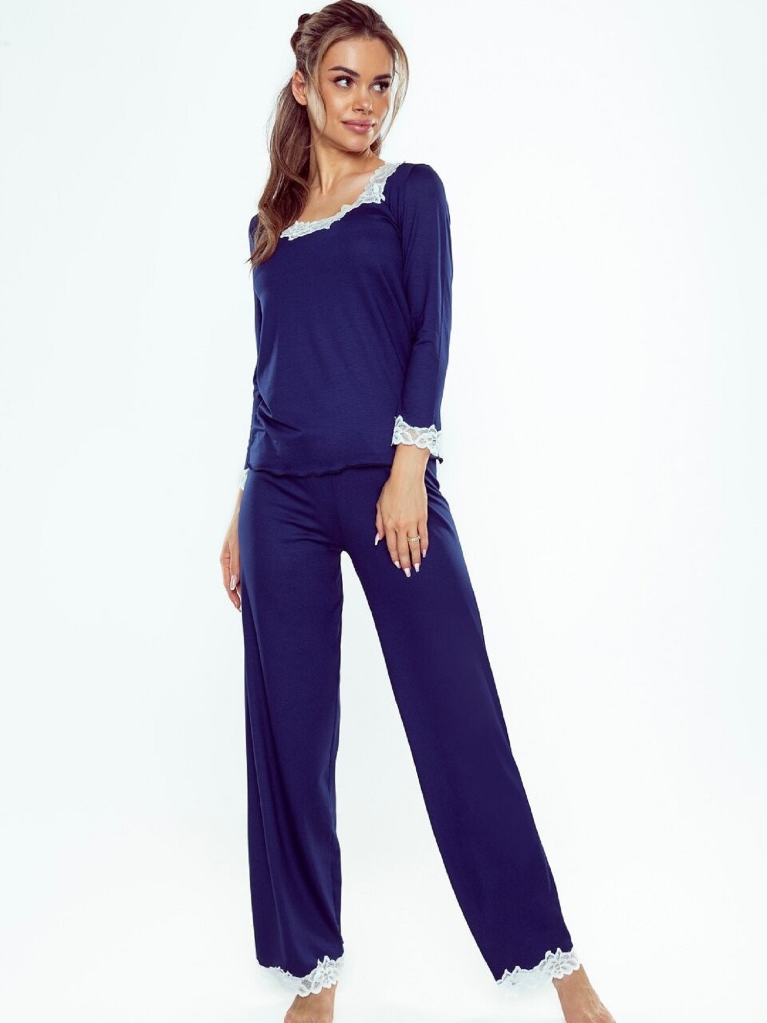 Levně Pyjamas Eldar First Lady Arleta length/r S-XL navy blue-ecru 059