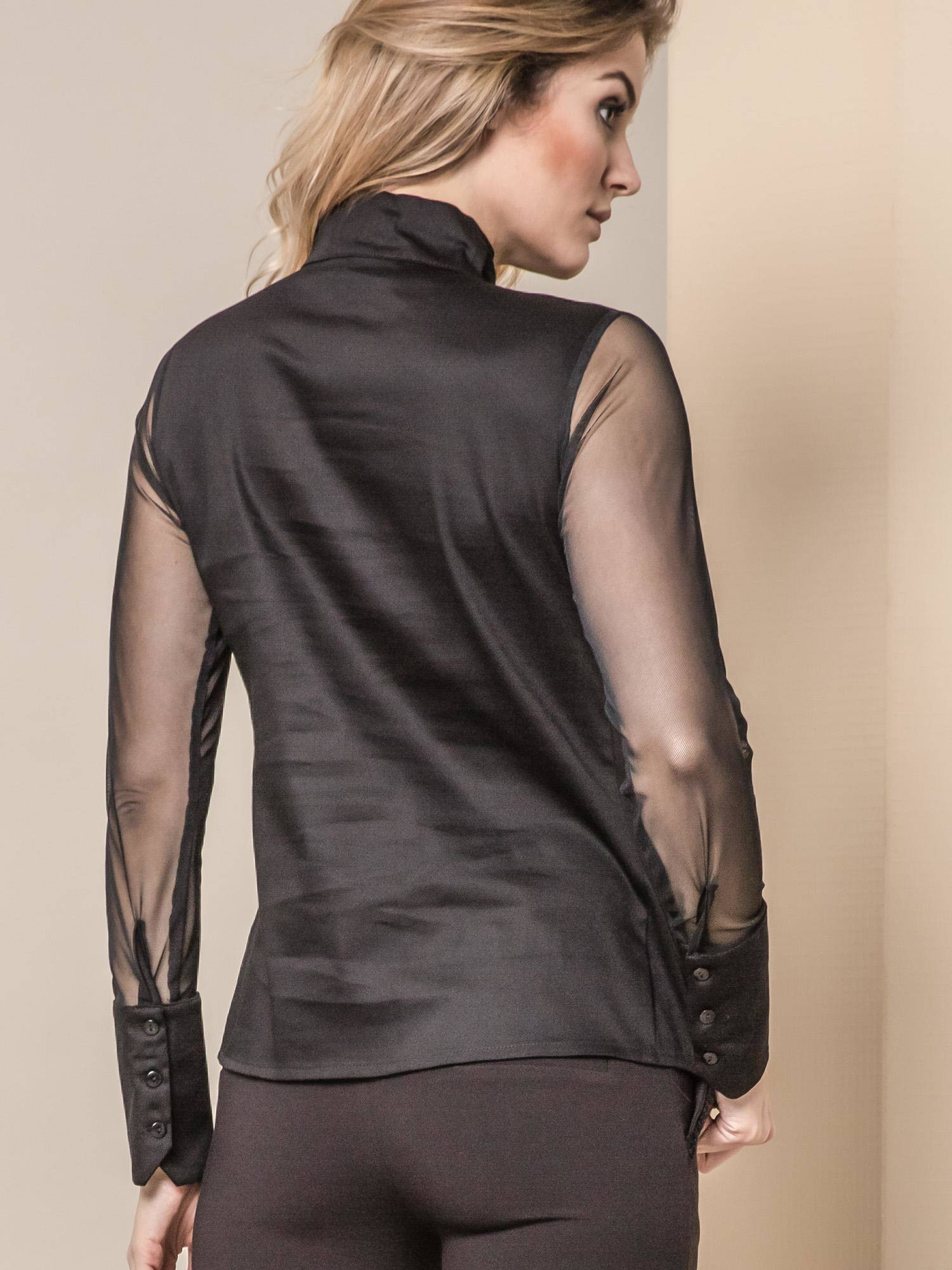 MISS CITY SHIRT WITH TULLE SLEEVES BLACK