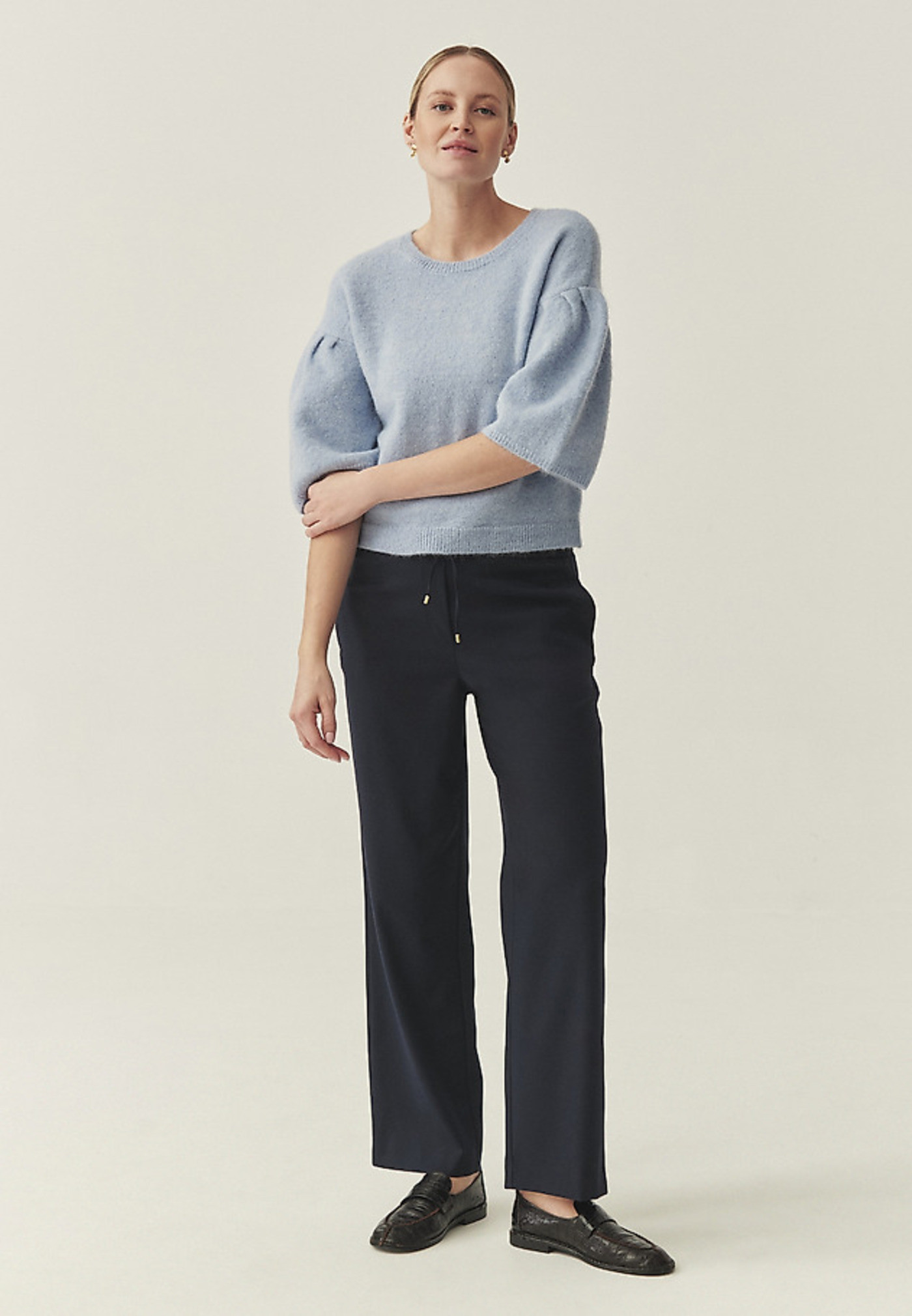 Тъмносини широки панталони Cortone Tatuum