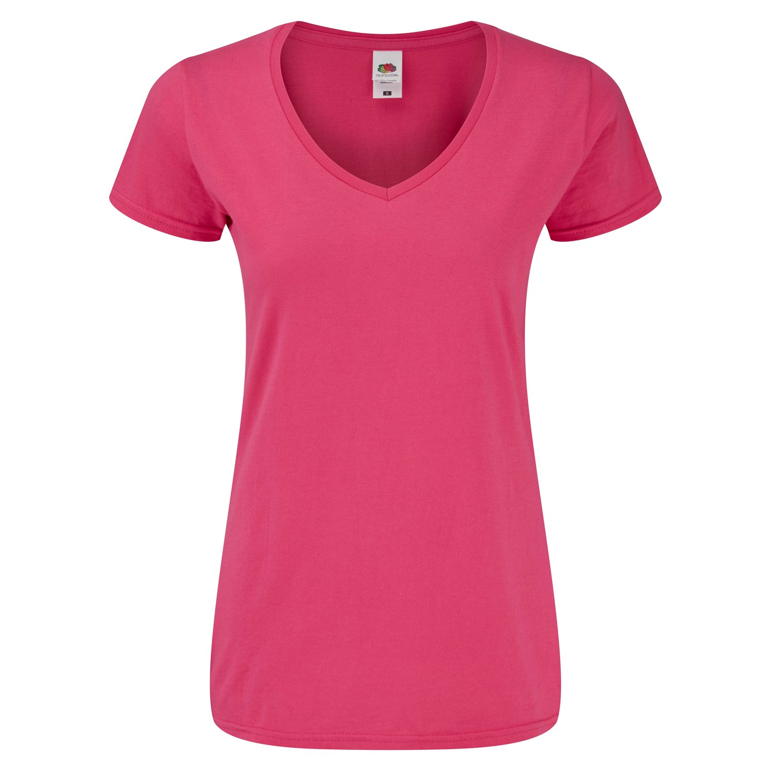 Różowa koszulka damska Iconic Vneck Fruit of the Loom