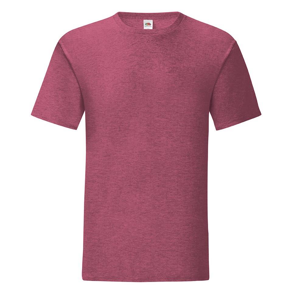 Levně Burgundy men's t-shirt in combed cotton Iconic with sleeve Fruit of the Loom