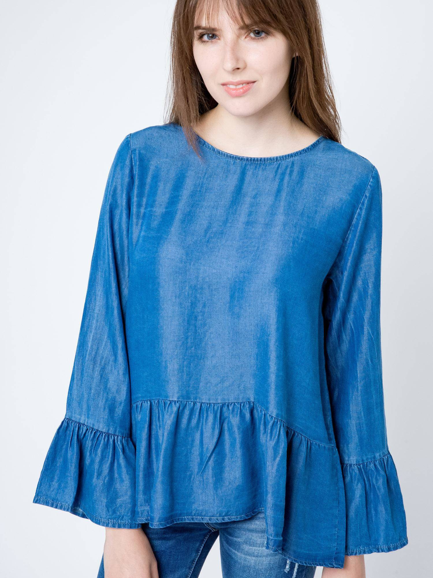Euphora blouse a'la jeans fastened with buttons at the back blue