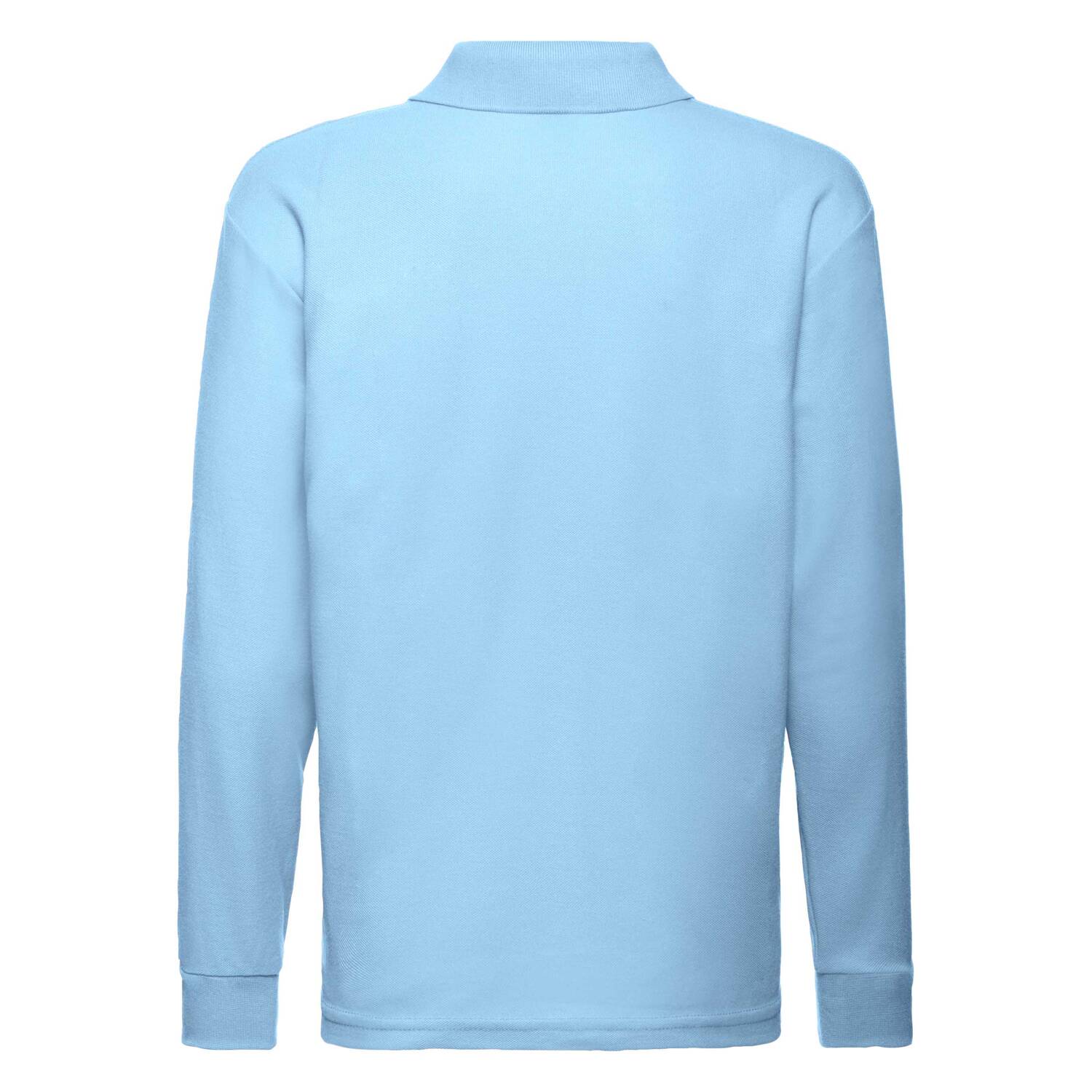 Blue Long Sleeve Polo Shirt Fruit of the Loom