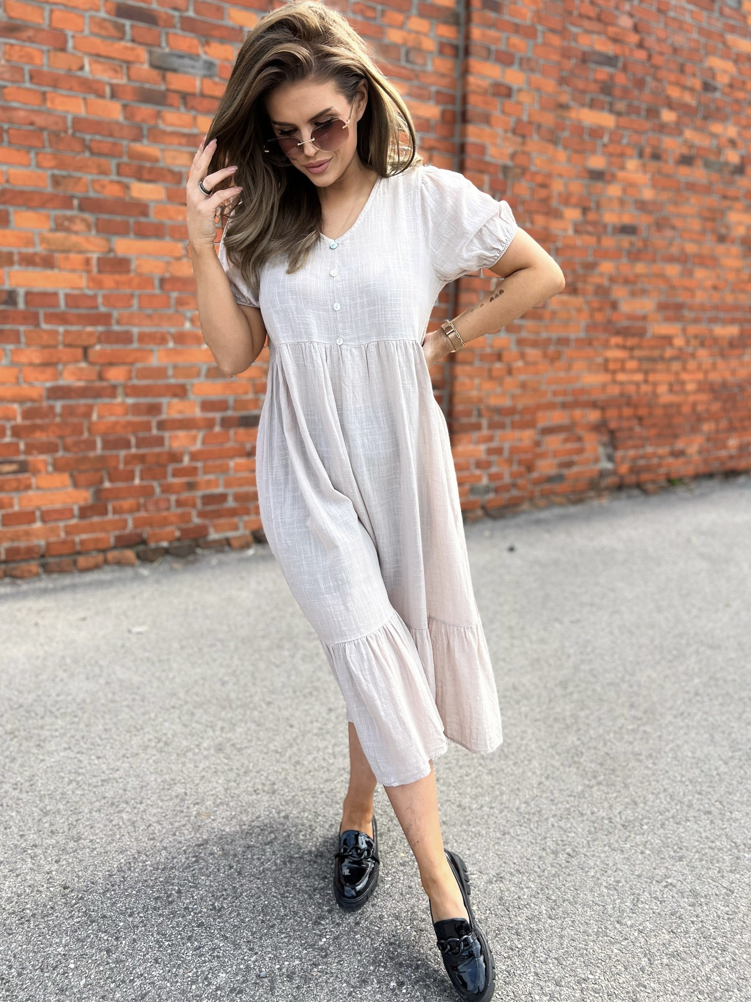 Beige dress Och Bella BI-25504.beige