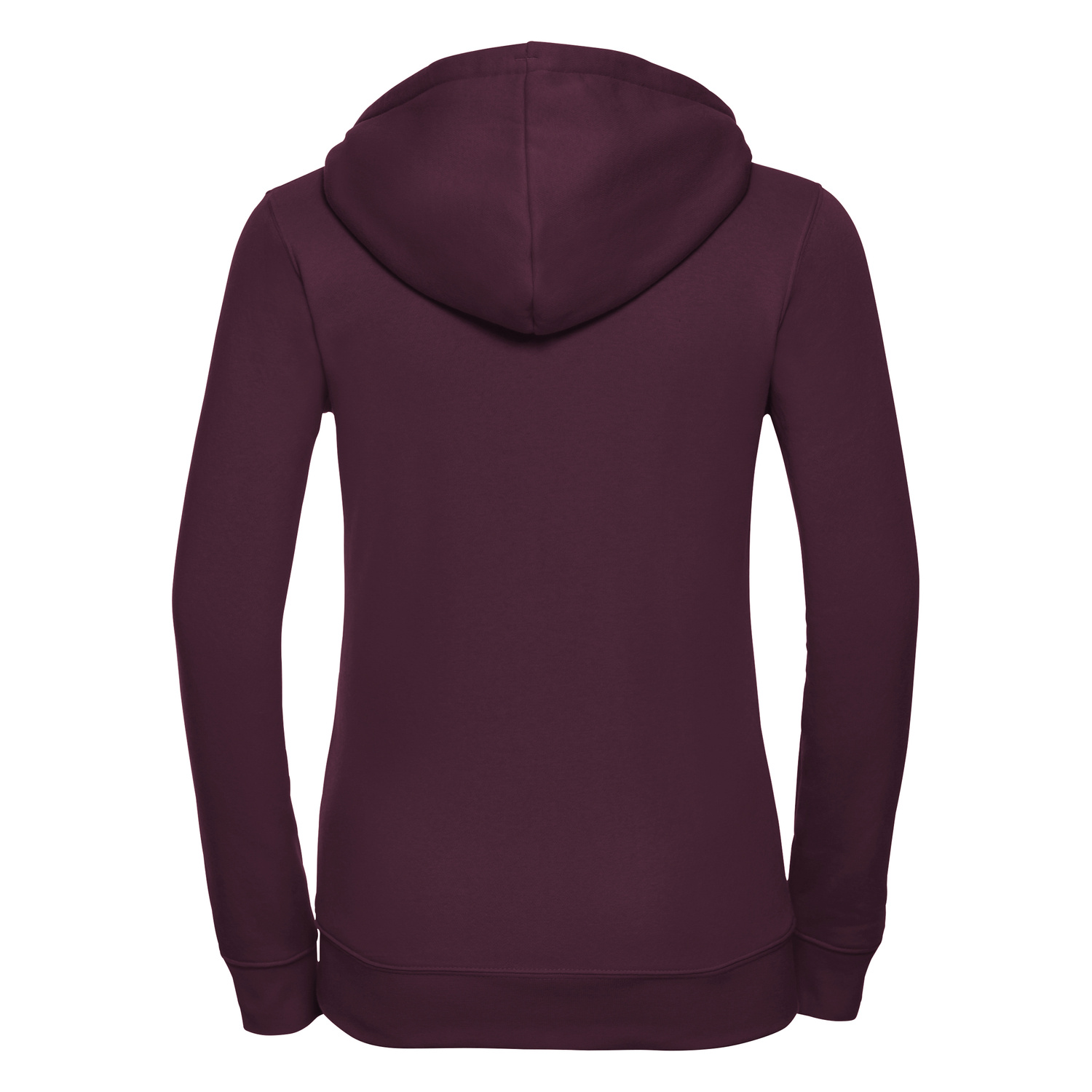 Burgundy women&#039;s sweatshirt with hood and zipper Authentic Russell