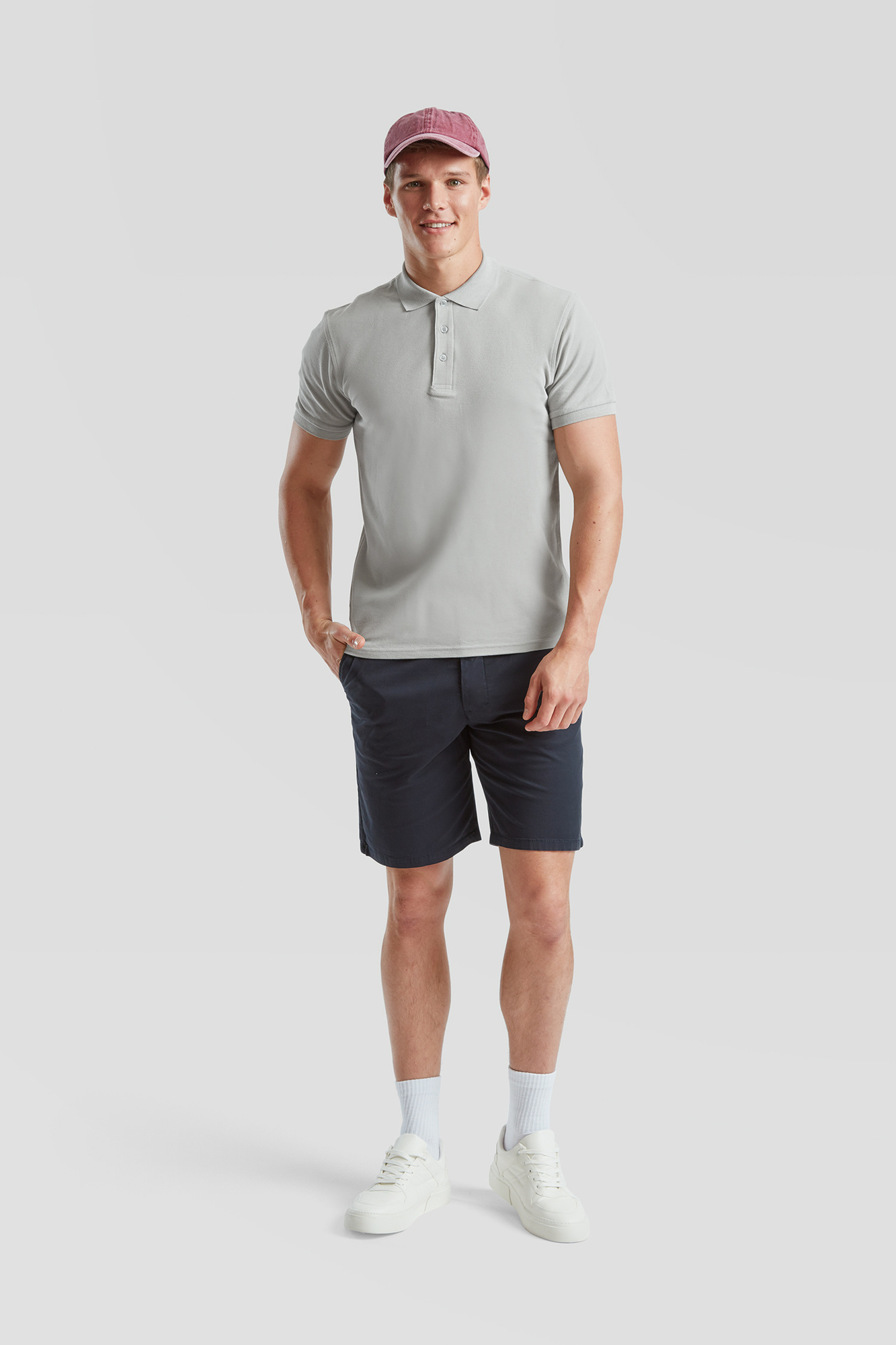 Light grey men's shirt Iconic Polo 6304400 Friut of the Loom