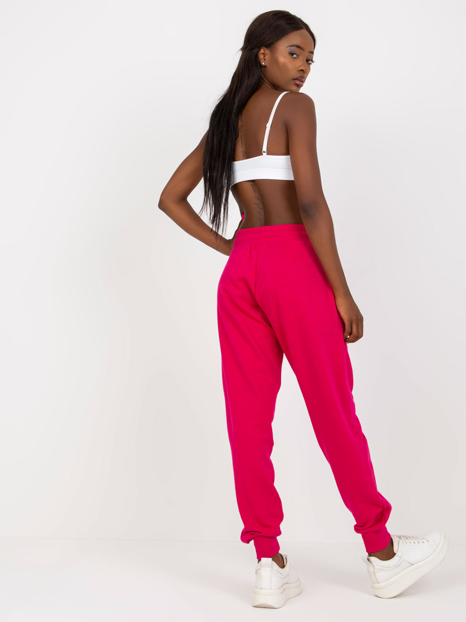 Fuchsia classic basic tied sweatpants
